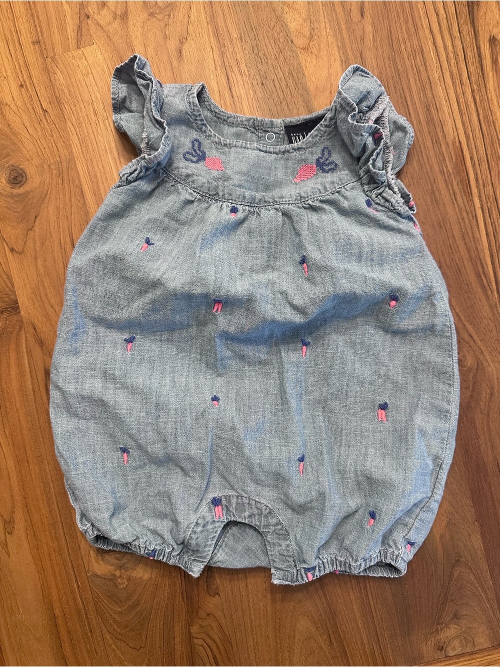 GAP Light Blue Chambray Embroidered Romper